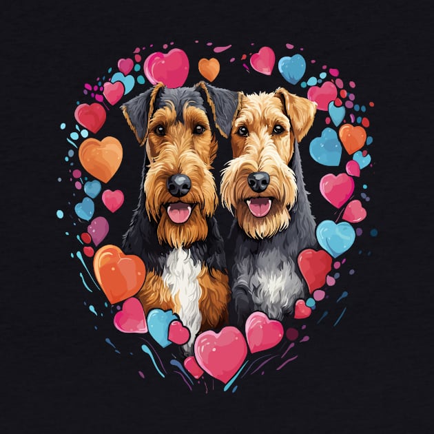 Airedale Terrier Couple Valentine by JH Mart